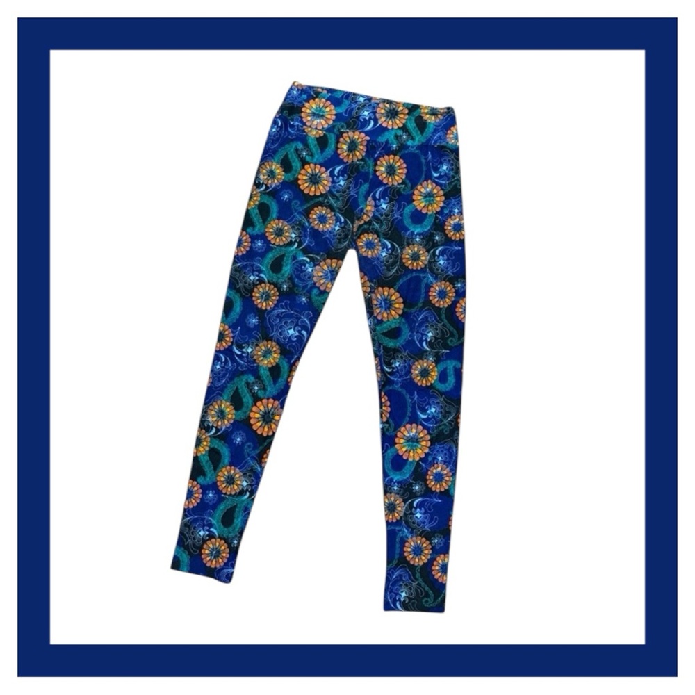 Women’s LuLaRoe One Size Black and Blue Paisley Leggings